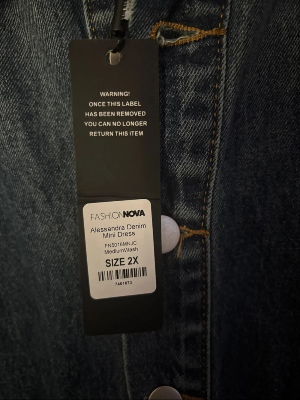 Fashion Nova Washed Blue Denim Button-Up Mini Dress “Alessandra” - Picture 2 of 5